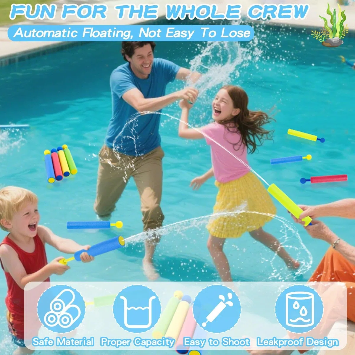 12 PCS Pistole ad Acqua di Colori, 21.5 cm Pistola ad Acqua in Schiuma per Bambini, Pistola Acqua Giocattolo, Fucile ad Acqua per Piscina, Giardino, Esterno Giochi Spiaggia, Giochi Acqua per Bambini