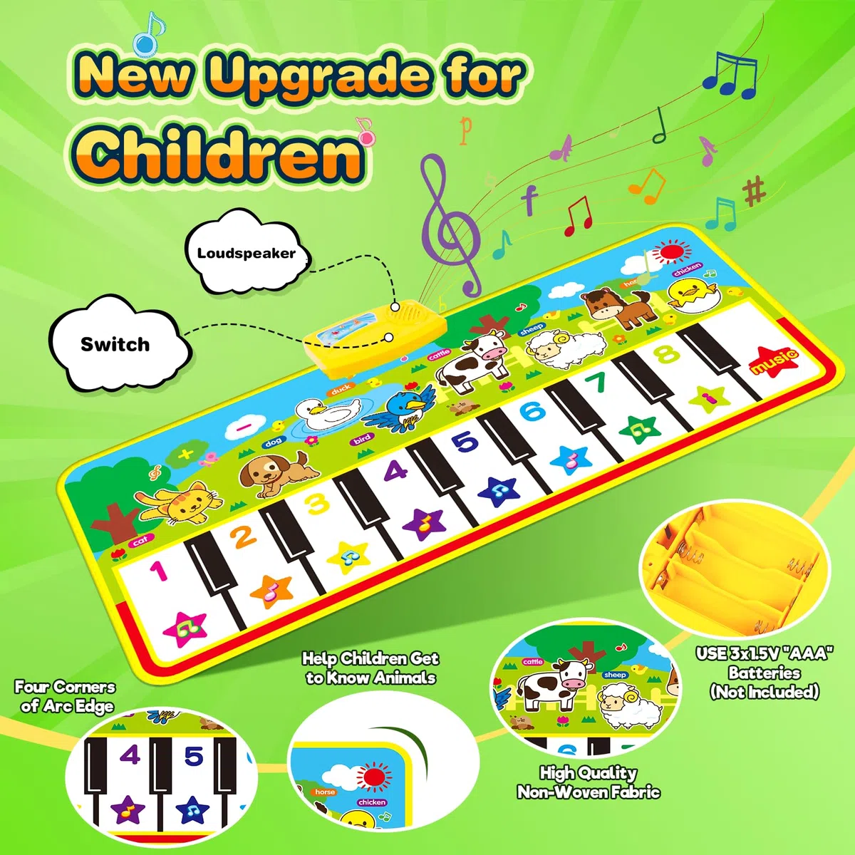 m zimoon Tappetino per Pianoforte, Tappeto Ballo Tappetini Musicali Strumento Musicale Educativo Regali Giocattolo per Bambini 2 3 4 5 Anni