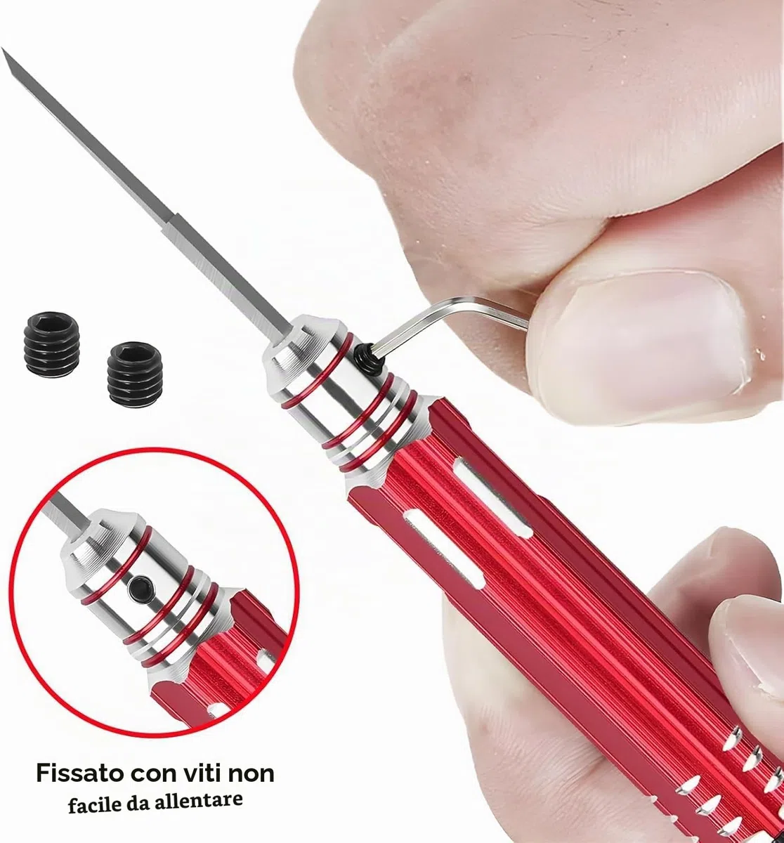 7 in 1 primo modello Scriber con 7 lame Gundam resina intagliato Scribe linea Chisel strumento di taglio (0.1/0.2/0.4/0.6/0.8/1.0/2.0mm) Rosso