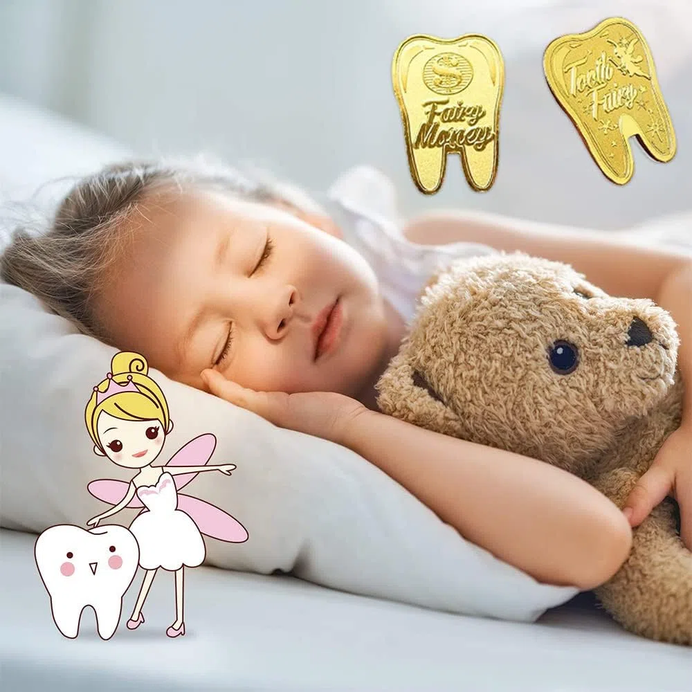 Monete Fata dei Denti,Monete Fata dei Denti d'oro,Regalo Fatina dei Denti,Tooth Fairy Coin,Set Fata dei Dentini,Moneta Commemorativa(12pcs)