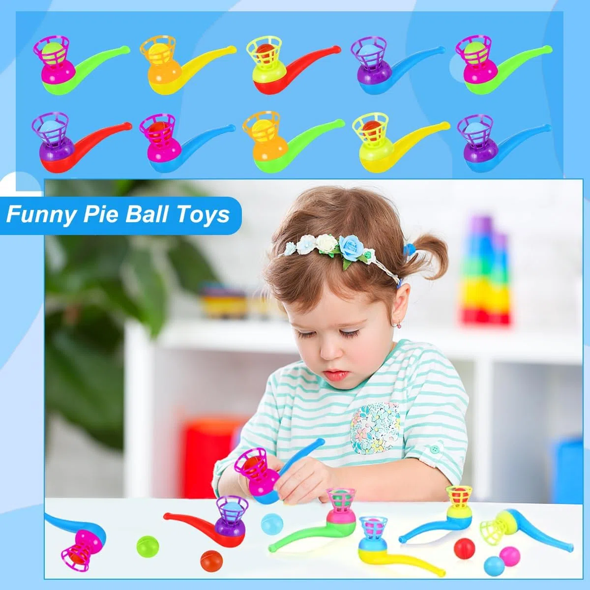 15 Pezzi Soffiaggio Palla Tubo Giocattolo, Palline Galleggianti per Pipe, Palline Che Soffia Giocattoli, Tubo di Soffiaggio Galleggiante, Giocattolo Giocattoli Per Bambini, per Feste(Colore Casuale)