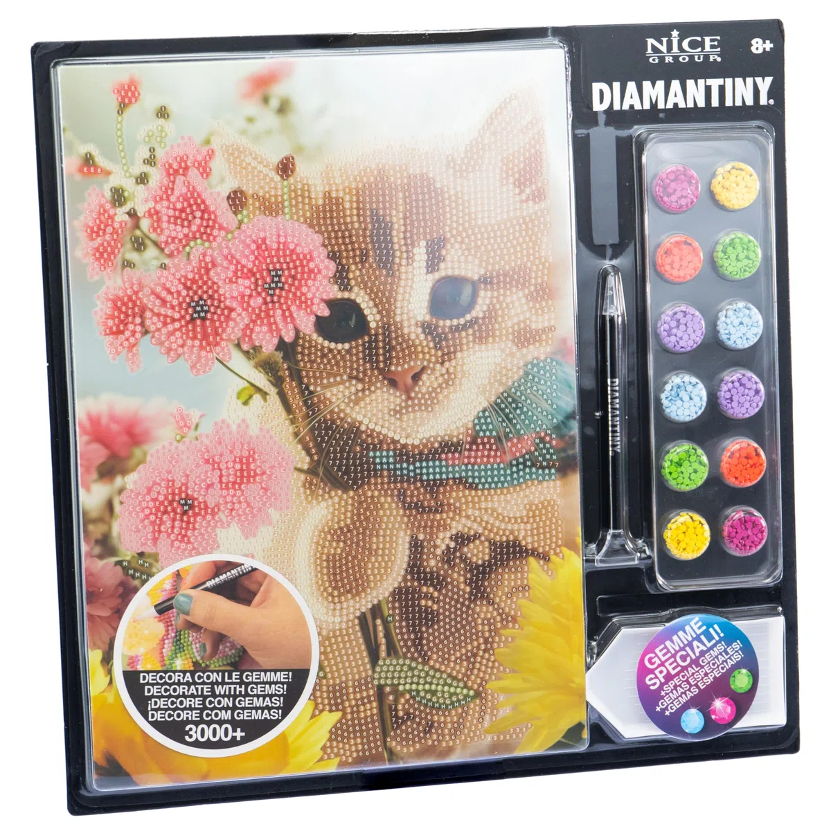 DIAMANTINY Level Up - Nice Group Creative Art, Diamond Painting Kit crea il mosaico, PETS, Kitten