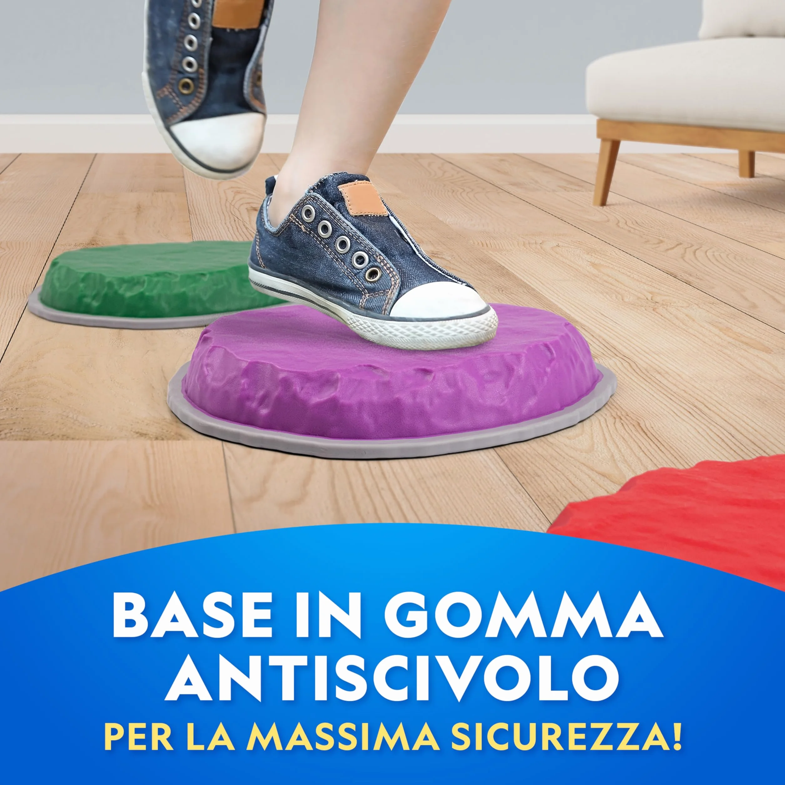 Blue Marble National Geographic Pietre per Equilibrio Bambini - 6 Pietre Antiscivolo Resistenti per Sviluppare Coordinazione e Abilità Motorie