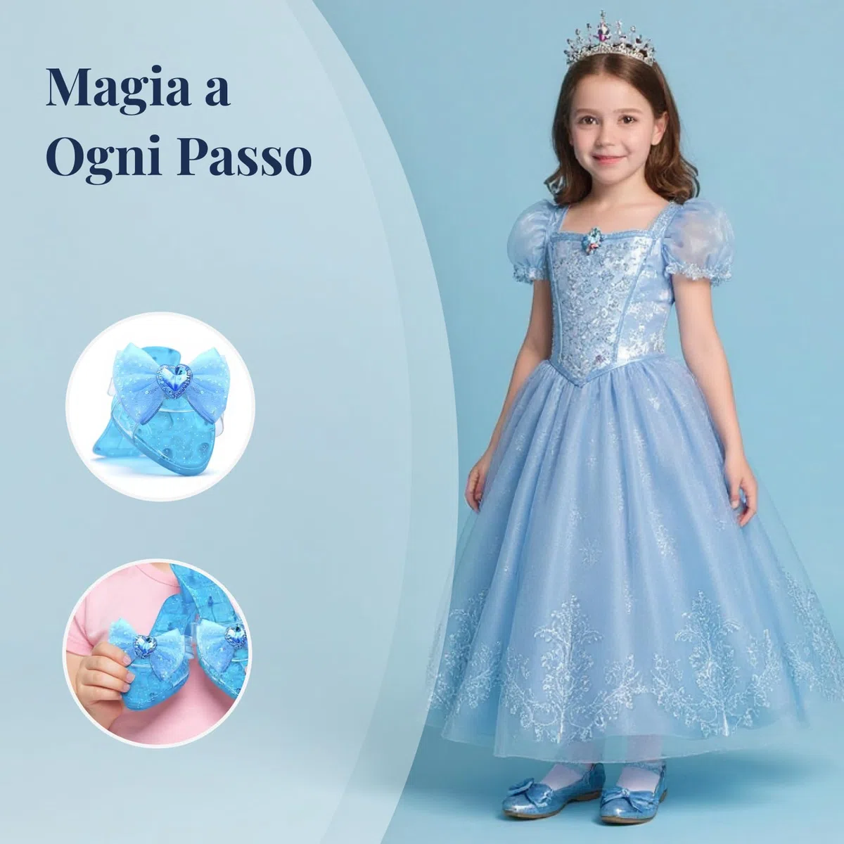 Scarpe da Principessa con Fiocco, Scarpe Tacco Bambina, Sandali in Gelatina per attività di Gioco di Ruolo Come Spettacoli Teatrali O Eventi Cosplay, Blu