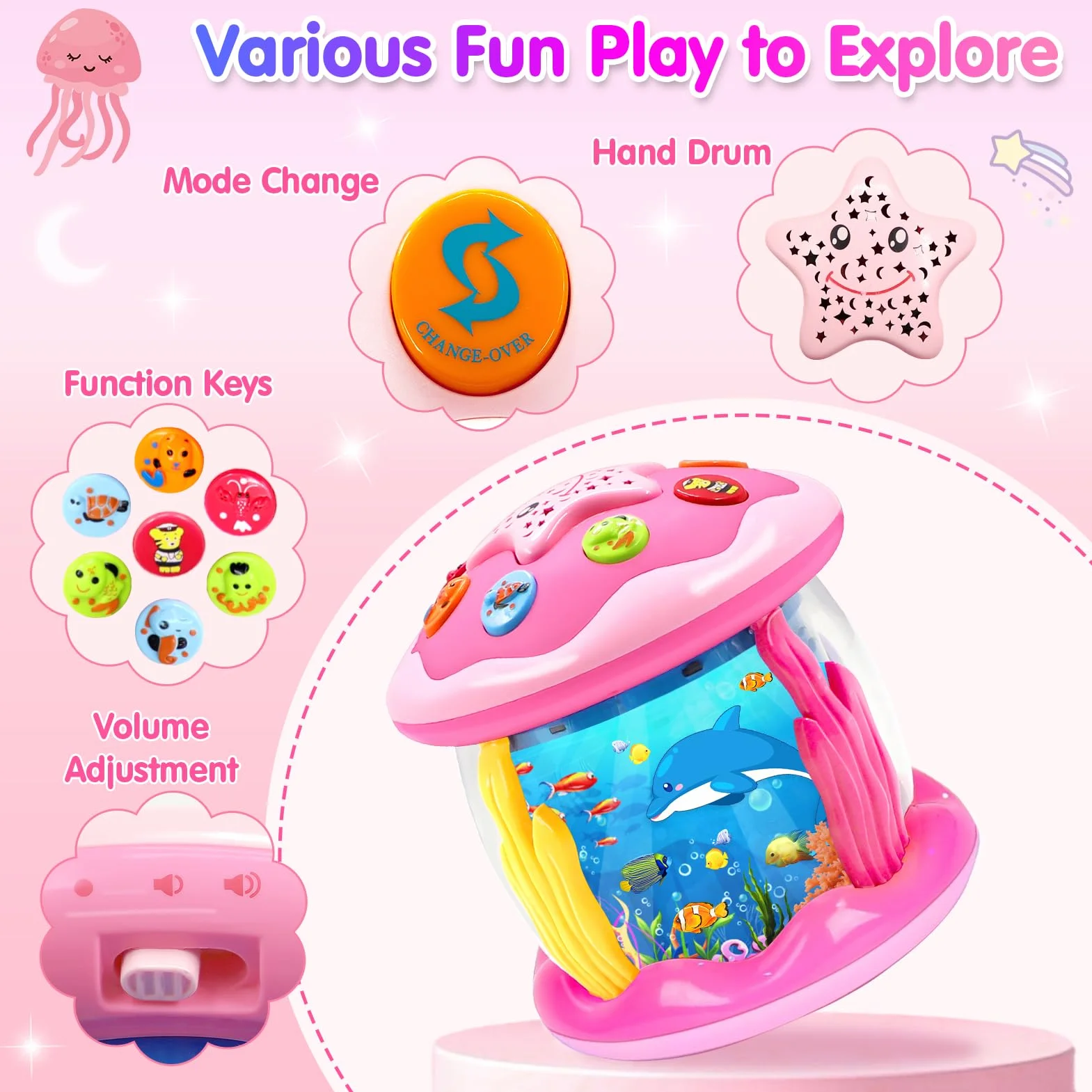 KALOISYHE Giochi Bambini 1 Anno Montessori Rotante Giocattolo ha Musica e Luci a LED, Giochi Neonato 6 9 12 18 Mesi Compleanno Regali Gioco per Bambino 1 2 3 Anno