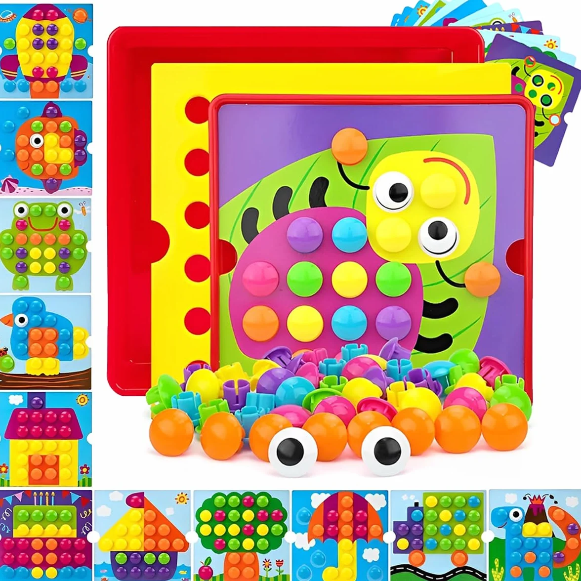 DxxD Gioco Chiodini per Bambini 2 3 4 anni, Gioco di Abbinamento Colorato, Puzzle Educativo per Bambini, Creativi Regalo di Compleanno Giocattoli Montessori Regalo Didattico Bimbo Bimba bambina