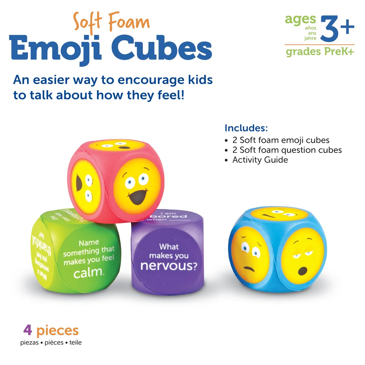 Learning Resources Dadi con Emoji in Schiuma Morbida (Set da 4)
