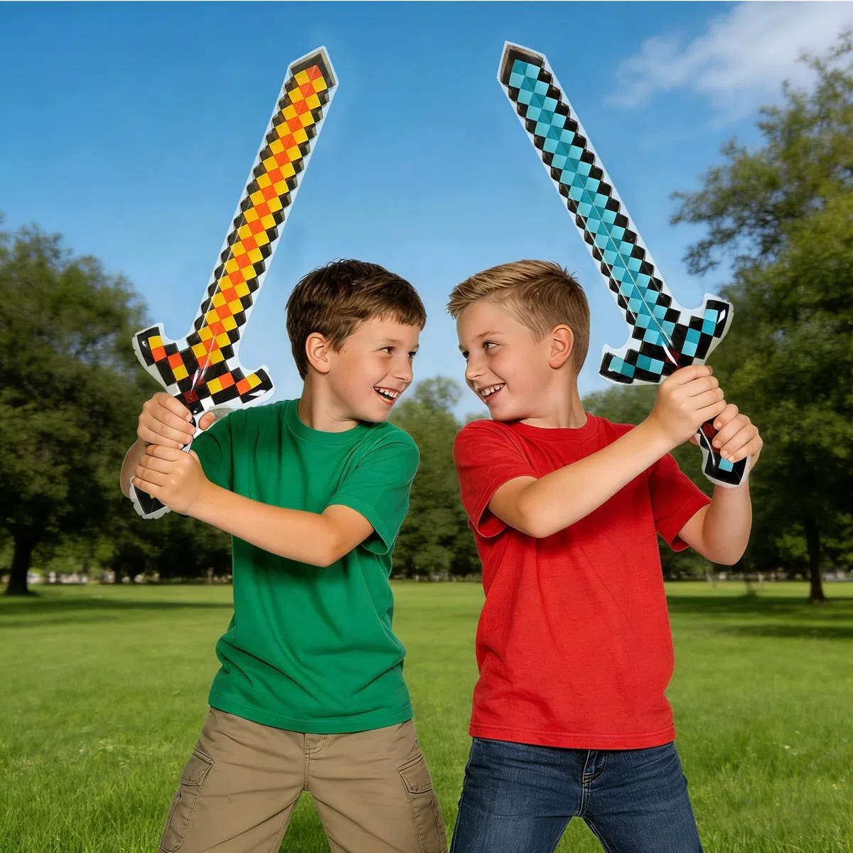 10 Pezzi di Spade Gonfiabili, Spade Pixel Gonfiabili, Giocattoli Spada da Pirata per Bambini, Spada Giocattolo Gonfiabile da 63 cm, per Compleanni, Halloween, Cosplay, Accessori per Feste