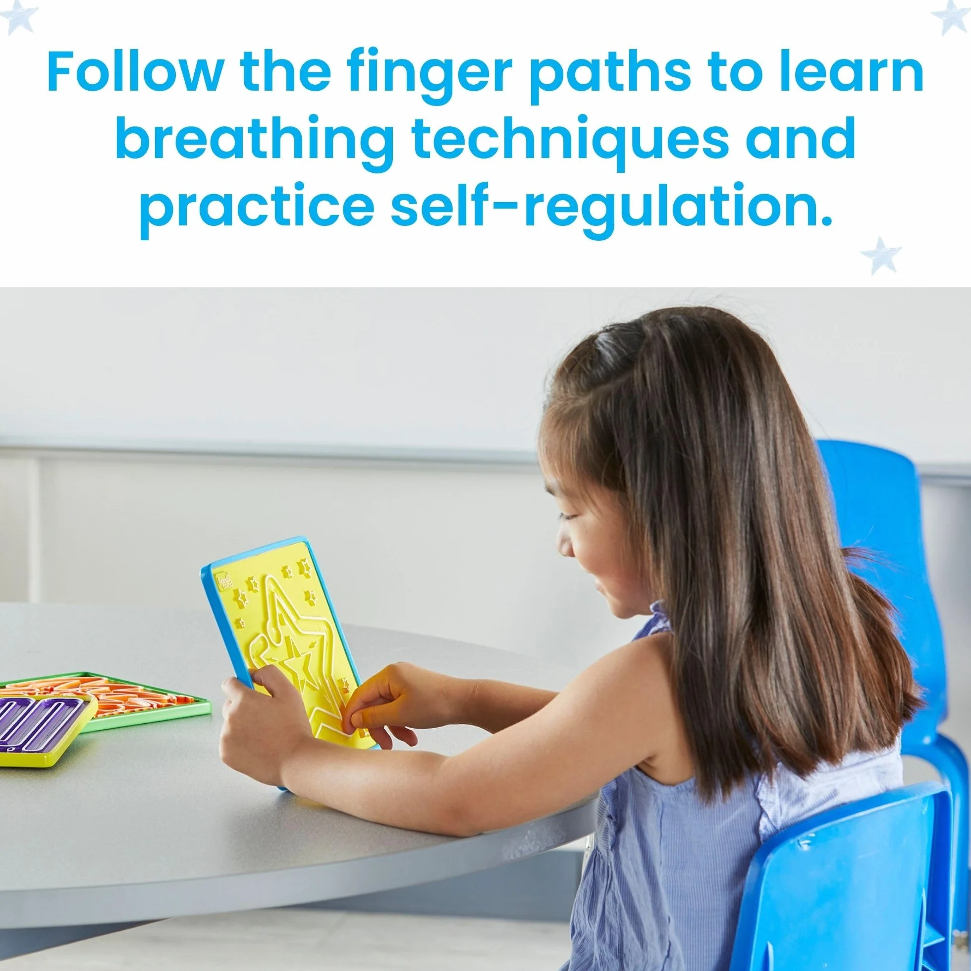 Learning Resources Set da 3 Labirinti della consapevolezza , Tavolette per la respirazione double-face da seguire con le dita, Mindfulness per bambini, Giocattolo di apprendimento socio-emotivo