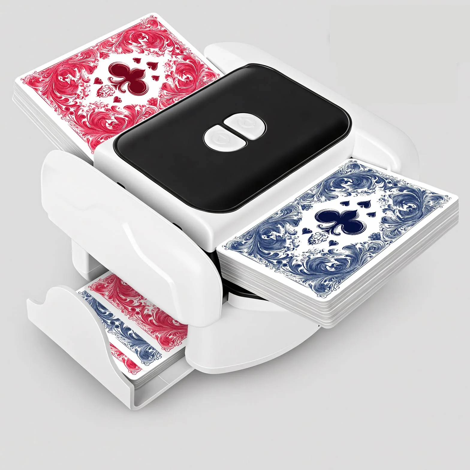 BEE&FLOWER Mischia Carte Automatico - Elettrico, Ricaricabile, Portatile e Silenzioso, Compatibile con 1–2 mazzi Standard Come Poker, Blackjack e Altri Giochi di Carte