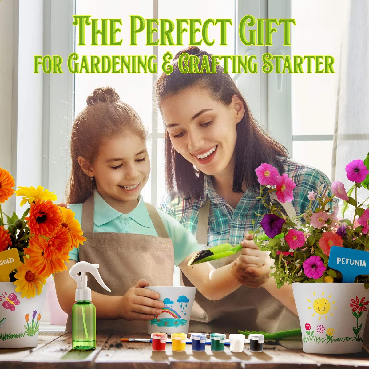 Dr.Daz Kit Pittura e Pianta Fiori per Bambini, completo diy kit coltivazione fiori, Giocattolo STEM, Regalo di Compleanno per Ragazze e Ragazzi 6-13 Anni
