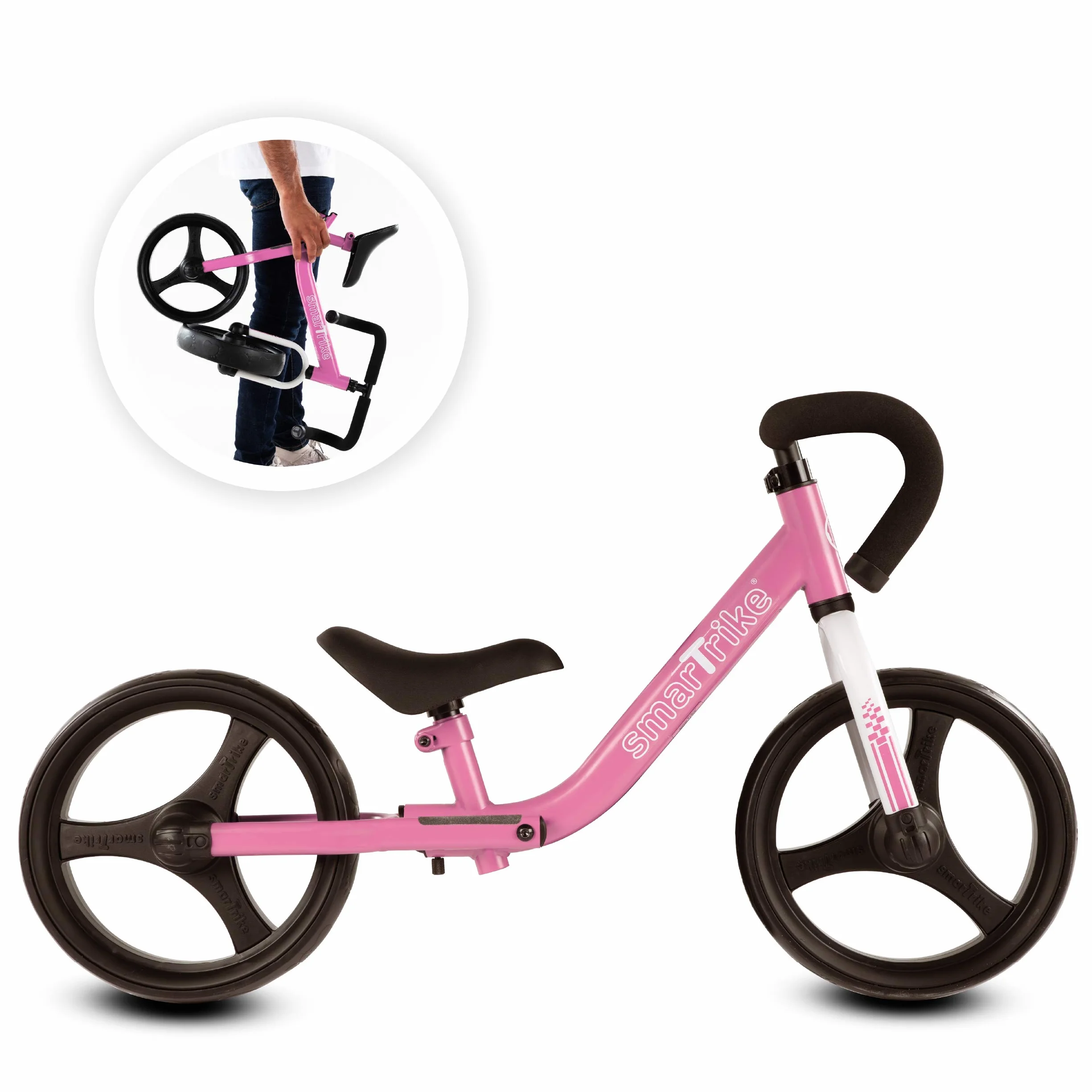 smarTrike Folding Balance Bike, Bicicletta Pieghevole con Attrezzi di Sicurezza per 2-5 Anni, Colore: Rosa Unisex-Bimbi 0-24, s