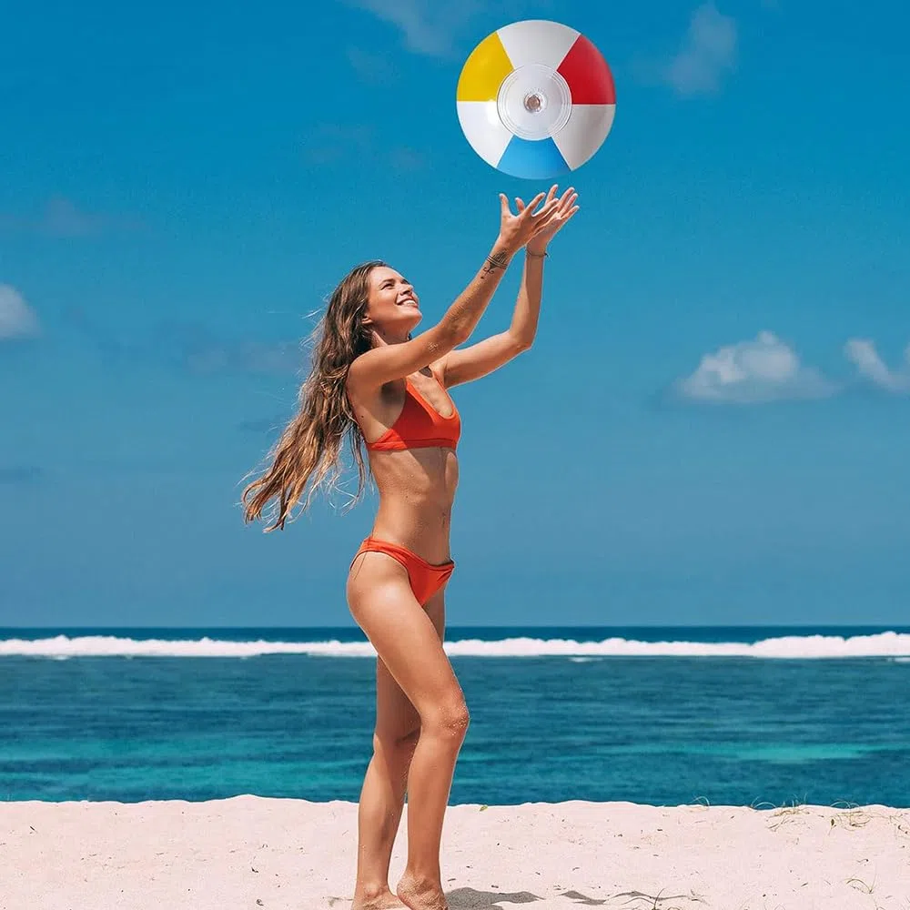 VIRSUS Pallone da Spiaggia Gonfiabile 20NP, Diametro 51 cm, palla in diversi colori giallo, rosso e blu, per Piscina, Mare, per Feste ed Eventi