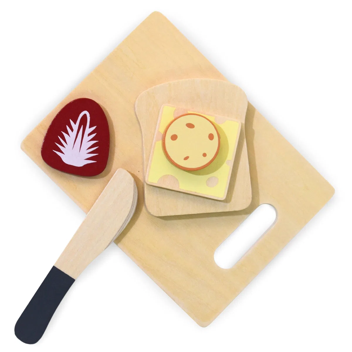 Mamabrum Set Colazione in Legno per Bambini - Gioco di Pappa con Accessori da Cucina per Piccoli Chef, Include Tagliere e Alimenti in Legno