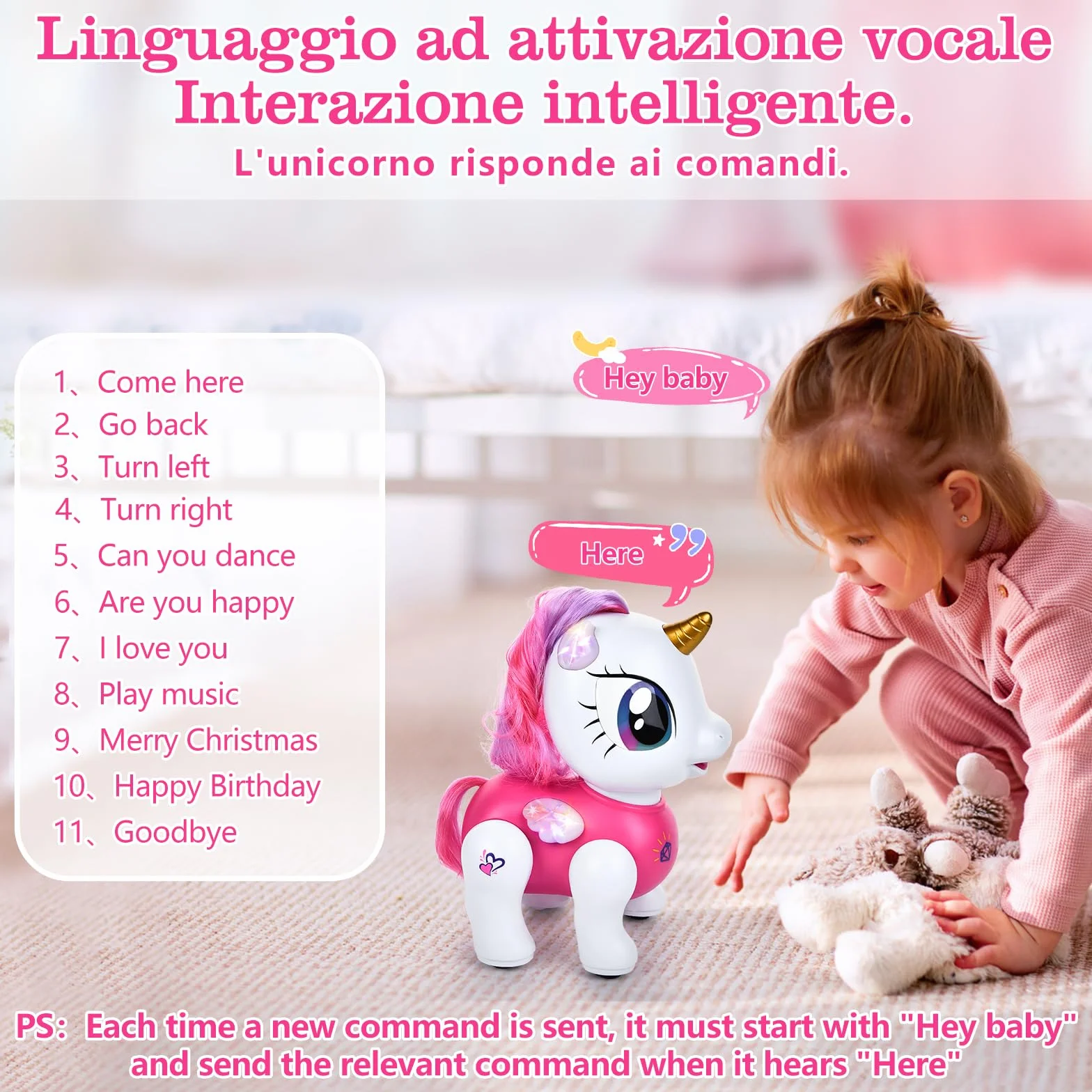 Joellfuner Unicorno Robot Giocattolo, Unicorno Bambina Regalo con Telecomandato, Robot Interattivo Touch Programmabile Danzante Musica Funzioni, Regalo per Bambini