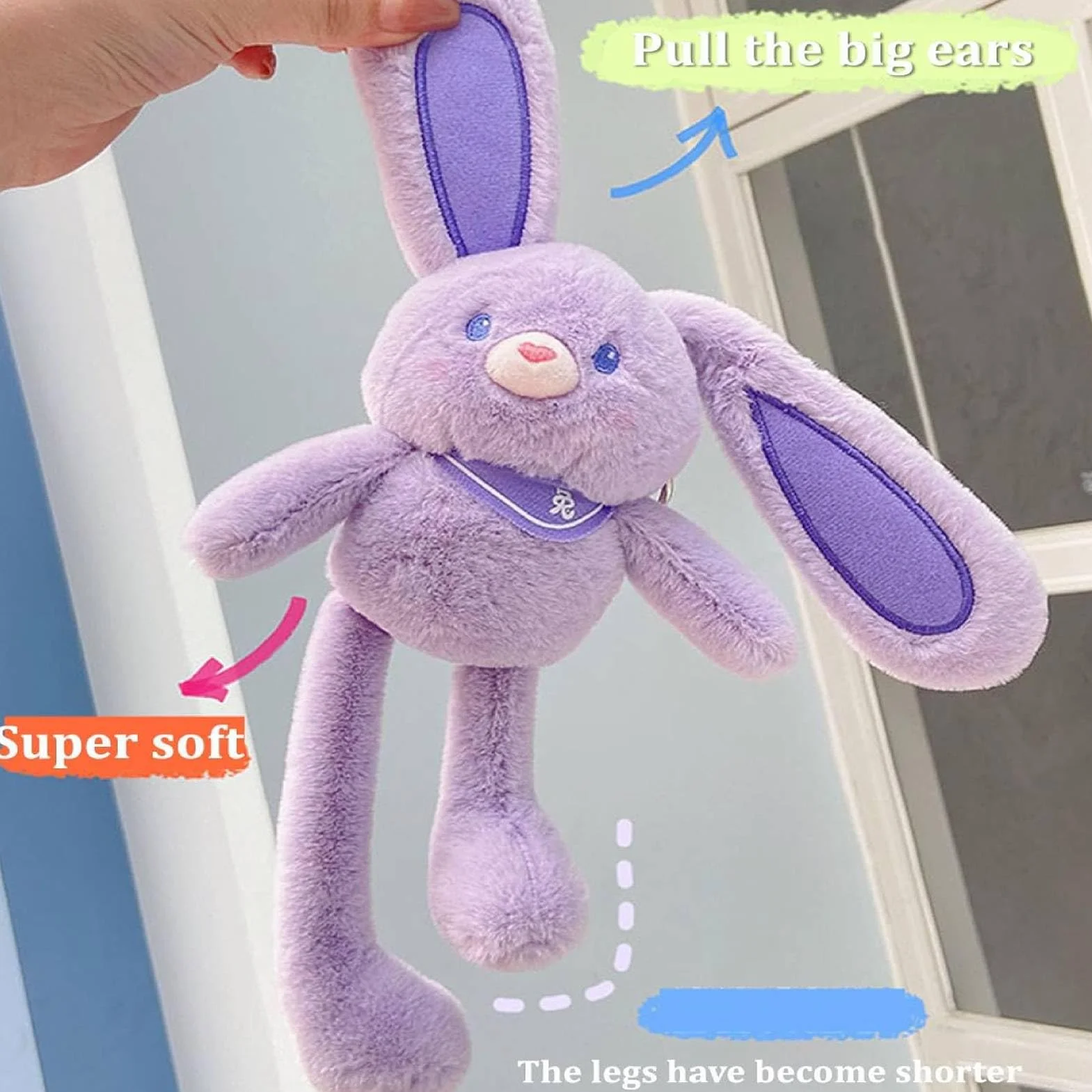 Peluche a forma di coniglio estraibile, divertente giocattolo interattivo a forma di coniglio con orecchie e zampe estraibili, giocattoli a forma di coniglio pasquale estraibile (D)