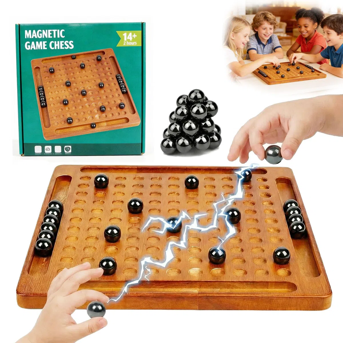 Gioco di Scacchi Magnetici, Gioco degli scacchi magnetico, Magnetic Chess Game con Effetto Pietre Magnetiche,Dama Gioco da Tavolo Educativo Gioco,gioco degli scacchi magnetico per bambini e adulti, B