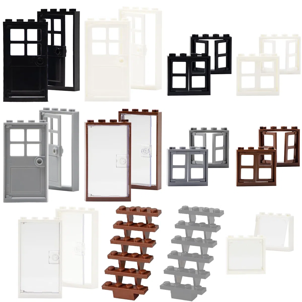 Cabeeskii Set di 50 blocchi per porte e finestre, accessori per porte, finestre, set di recinzioni compatibili con tutte le marche
