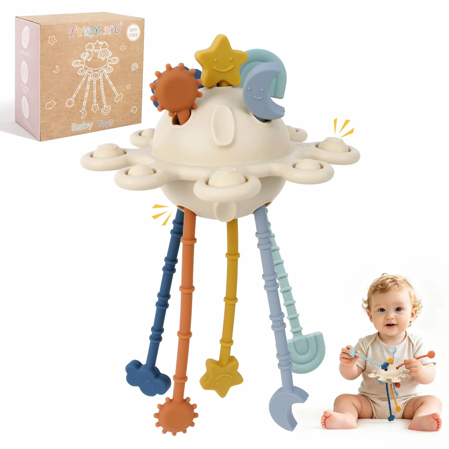 TYRY.HU Giocattolo Sensoriale ed Educativo per Bambini,Giocattolo Cosmico in Silicone,Giocattoli Montessori per L'Apprendimento Precoce,Ideale per Viaggi e Gioco Montessori 18 Mesi
