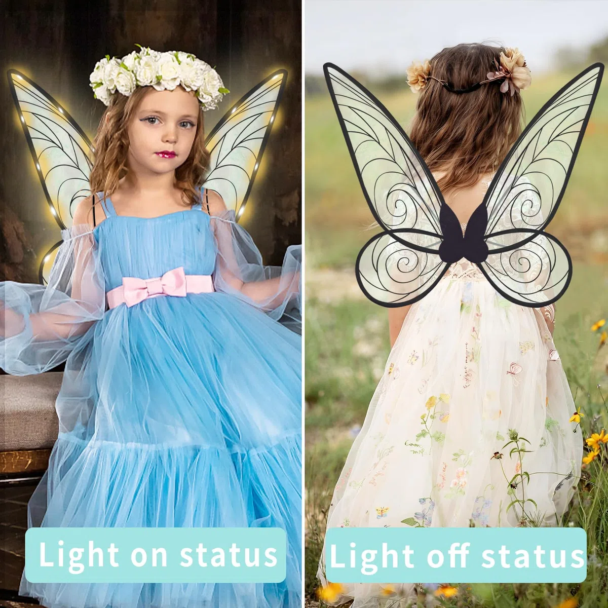 Ali Di Fata Luminose, Ali Di Fata Donne Adulte Bambini Ragazze Led Ali Di Fata Campanellino Ali Di Fata Costume Di Fata Donne Illuminare Le Ali Di Farfalla per Halloween Cosplay Them Party