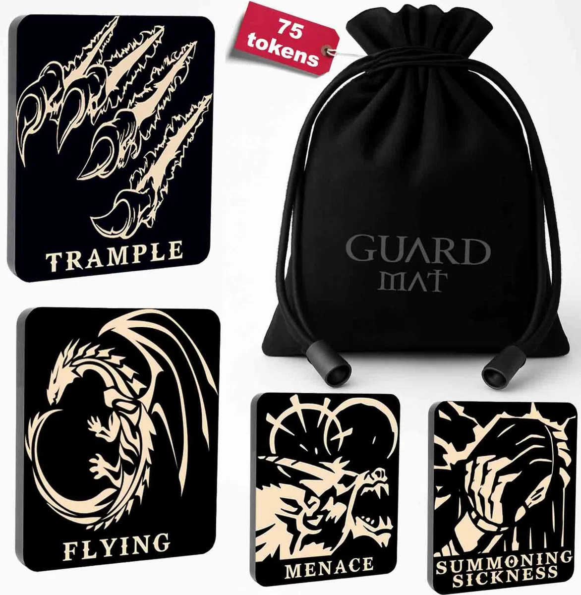 75 segnalini per Magic The Gathering - Set di segnalini abilità in legno per MTG - Accessori per giochi di carte
