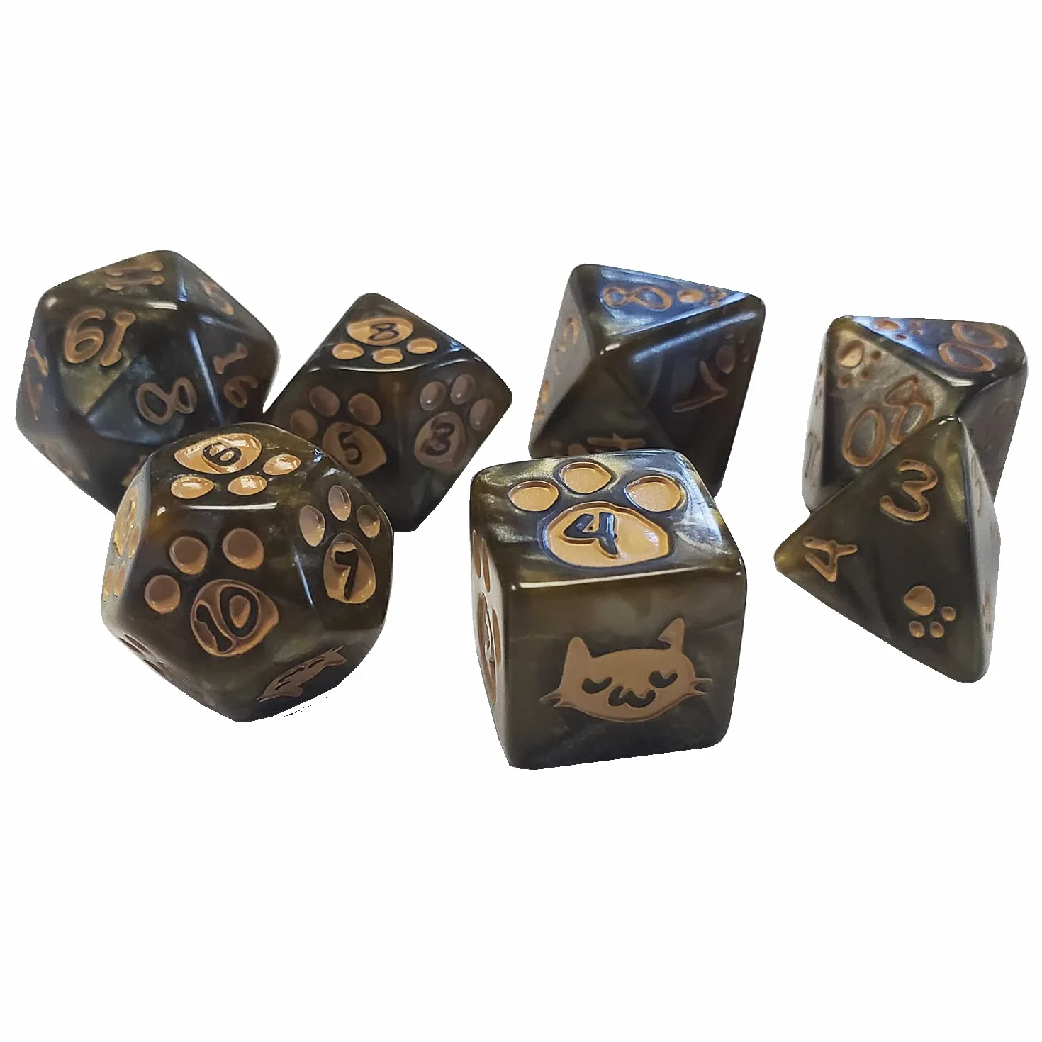 Set di dadi poliedrici per gattini (marrone)