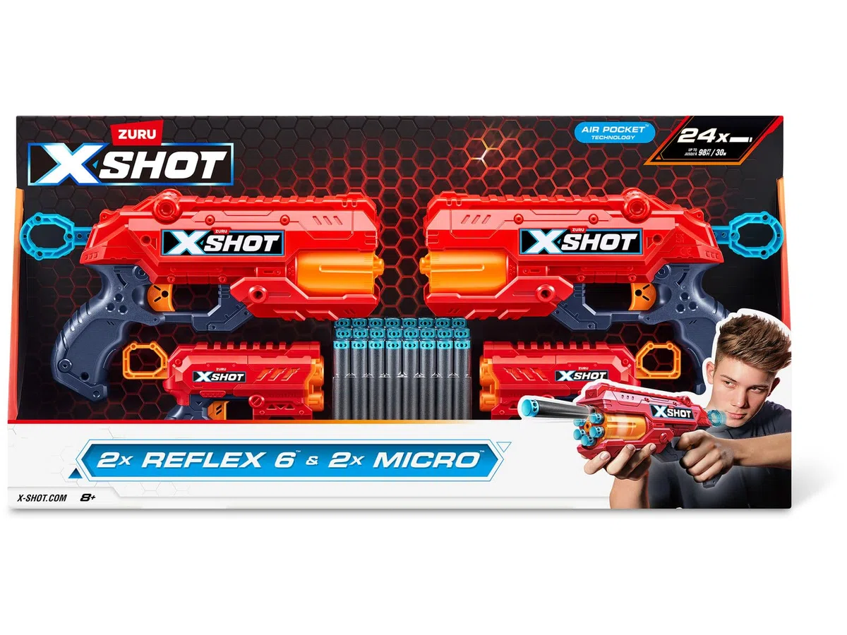 ZURU X-Shot 2 lanciatori Reflex e 2 lanciatori Micro con 24 freccette