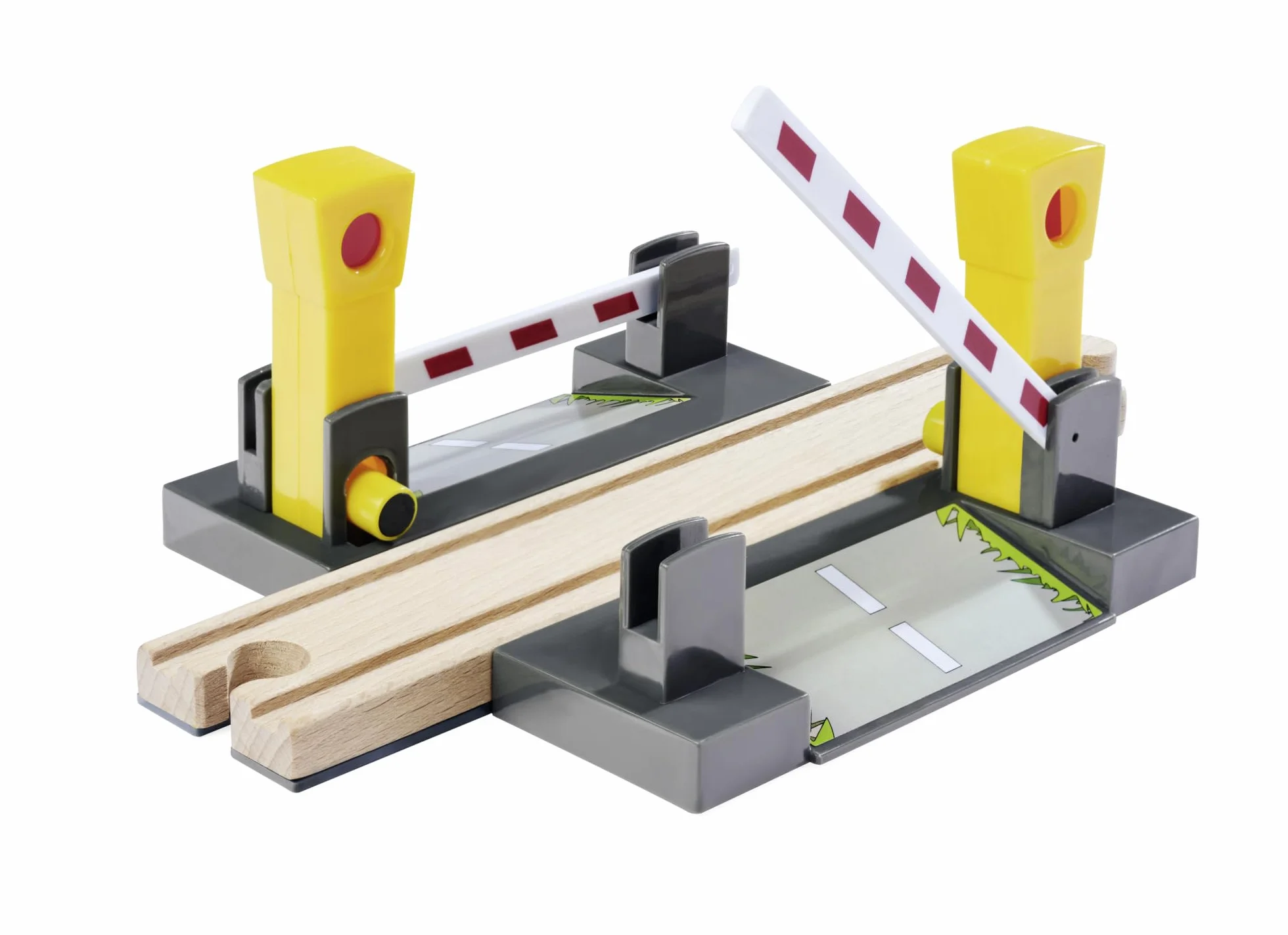 Eichhorn Ferrovia 100006500 - Passaggio ferroviario, 4 pezzi, in legno di faggio certificato FSC, utilizzabile con altri sistemi ferroviari, multicolore