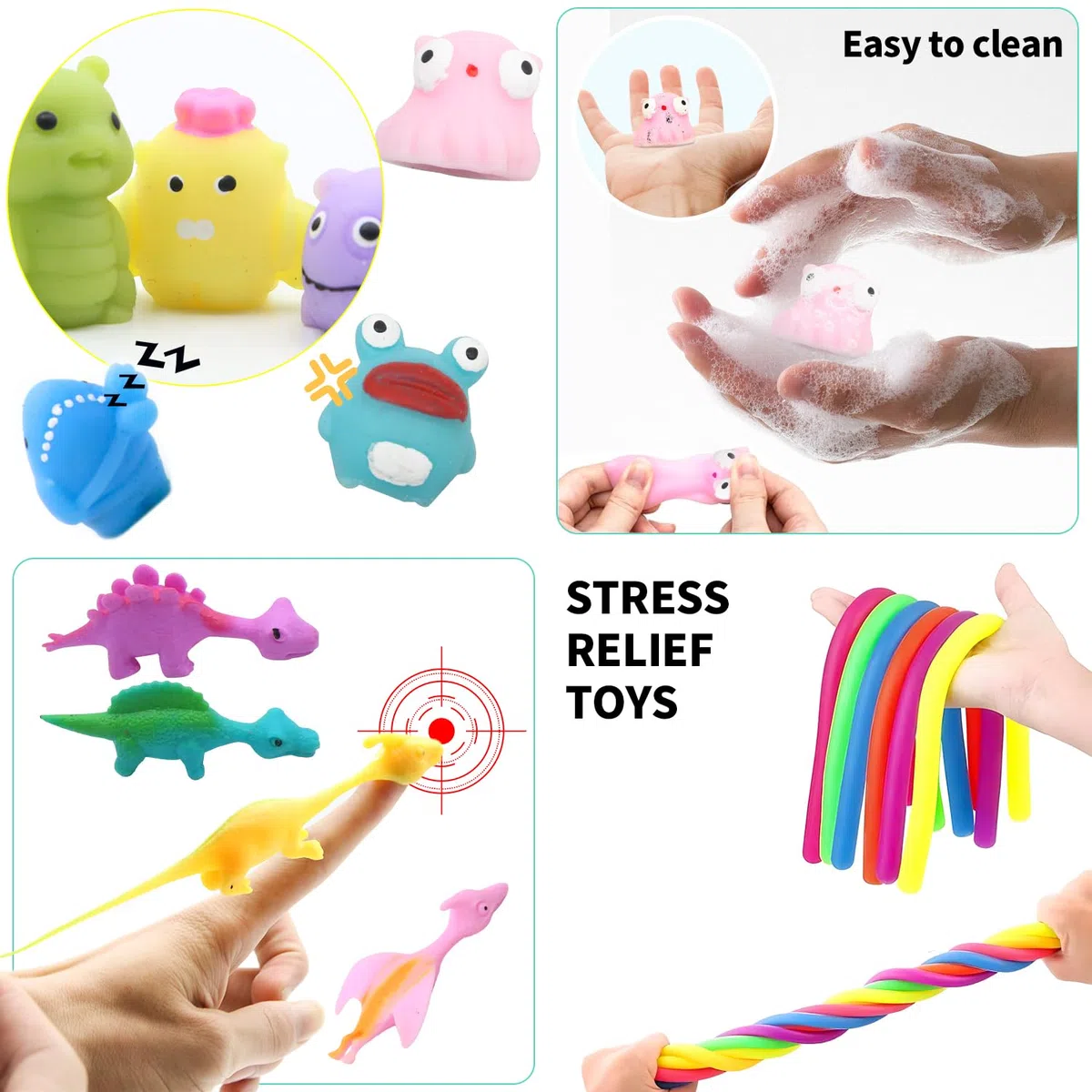 JUAUO 50 Pcs Giocattoli Fidget, Giocattoli Ansiolitici per Bambini e Adulti, Antistress per Autismo e Adhd, Set di Giocattoli Sensoriali per Feste di Compleanno Per Bambini