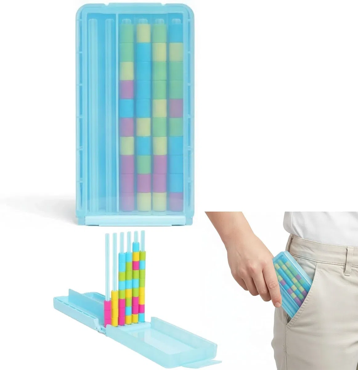 Gioco di Sfida con Pile di Colori: Imponente Gioco di Mente con Blocchi Arcobaleno in Legno e Perline da Incastrare, Giochi Educativi di Abbinamento e Pesatura Sensoriale per Bambini