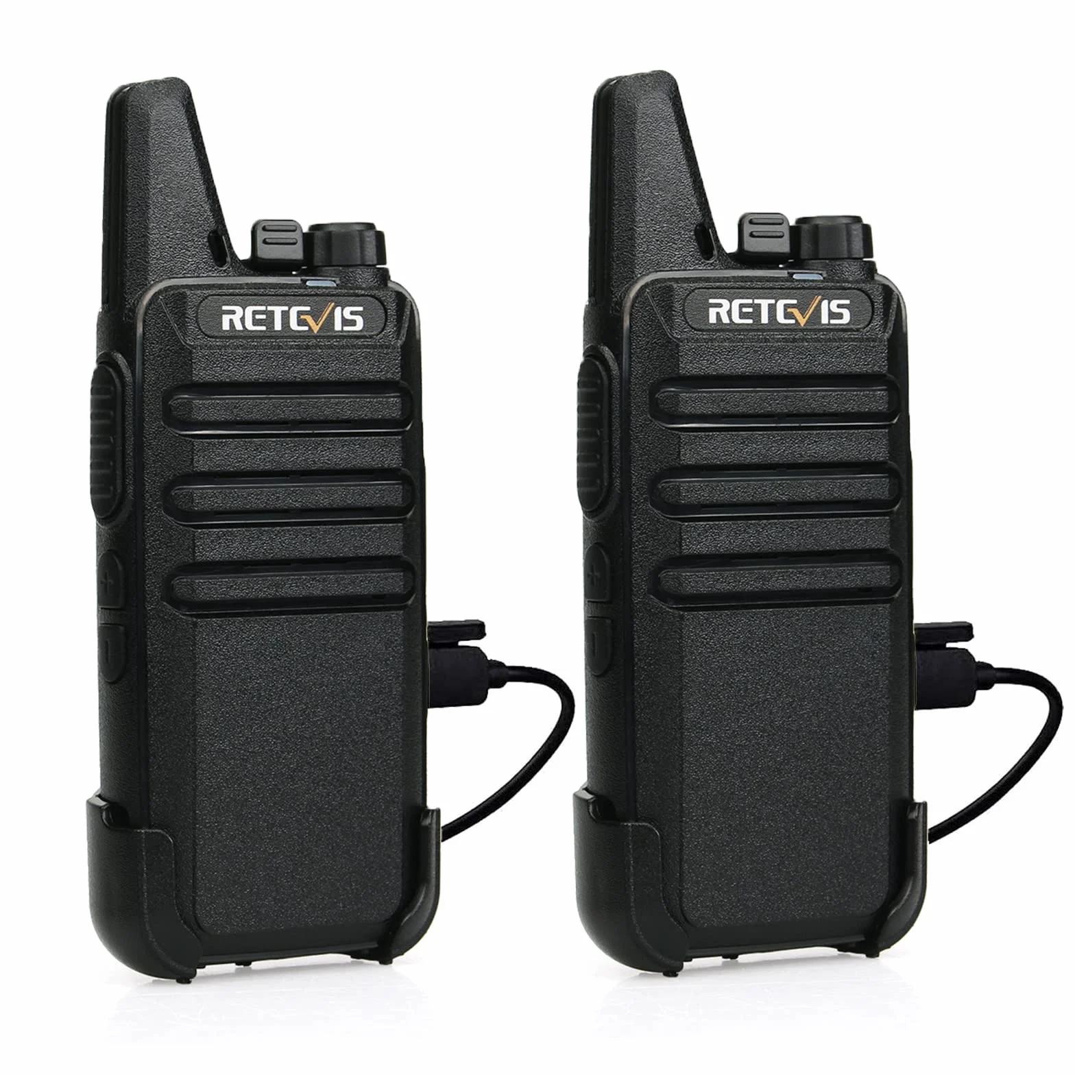 Retevis RT622 Walkie-Talkie PMR446 Radio Portatile Ricaricabile VOX ABS Nero 1 Paio