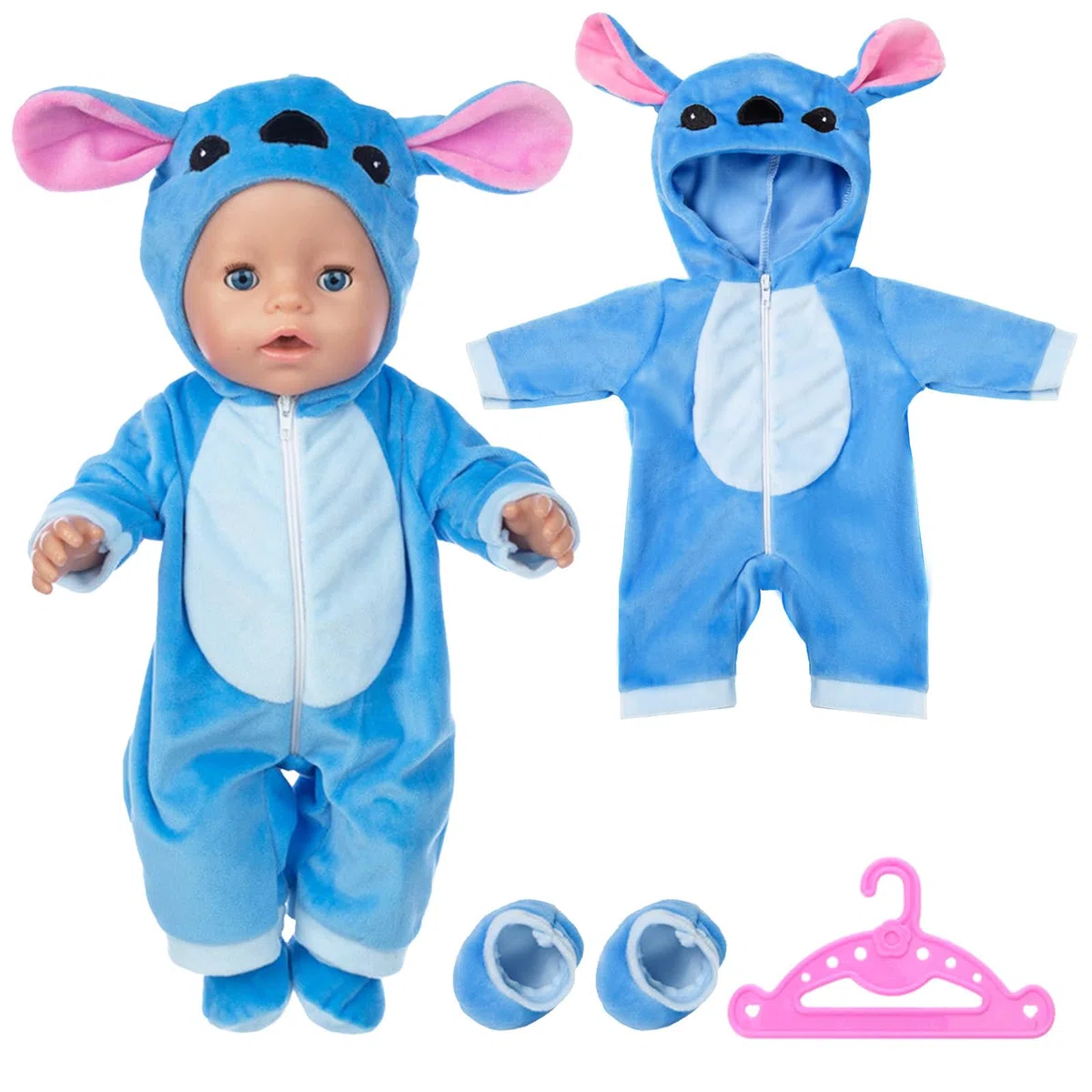 Vestiti per Bambole per New Baby Doll, Abiti per Bambolotti 35-45cm/14-17in, Blu Vestiti Bambole con Appendiabiti, Regali per Ragazze