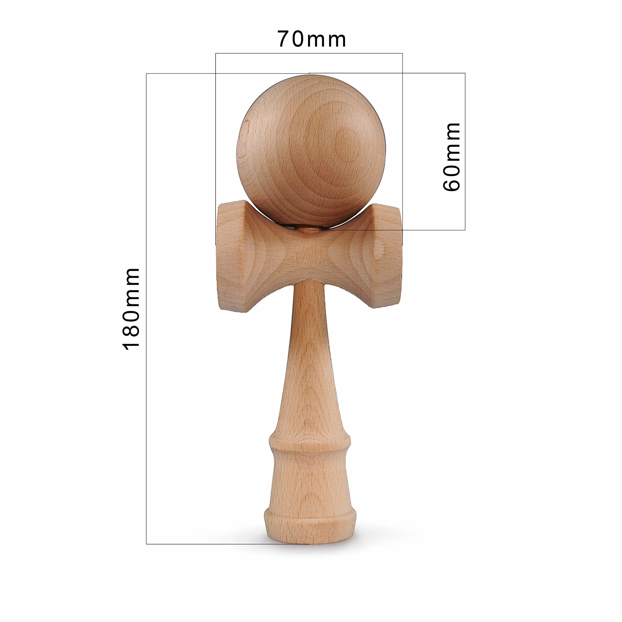 Ganzoo Kendama in faggio massello, Modello Red & White Flash Rosso Bianco, attrezzo Tradizionale di abilità con Sfera e Filo, 3 Calotte di Presa, Puntale, Misure Standard Altezza 16 cm, per Tecnica