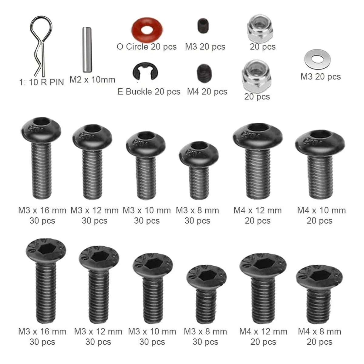 500 accessori RC, kit di viti RC, accessori RC 1/10, RC Crawler 1/10, accessori per auto RC, accessori per modellismo RC, per RC Cars Trucks Crawler in scala 1/8, 1/10, 1/12 e 1/16