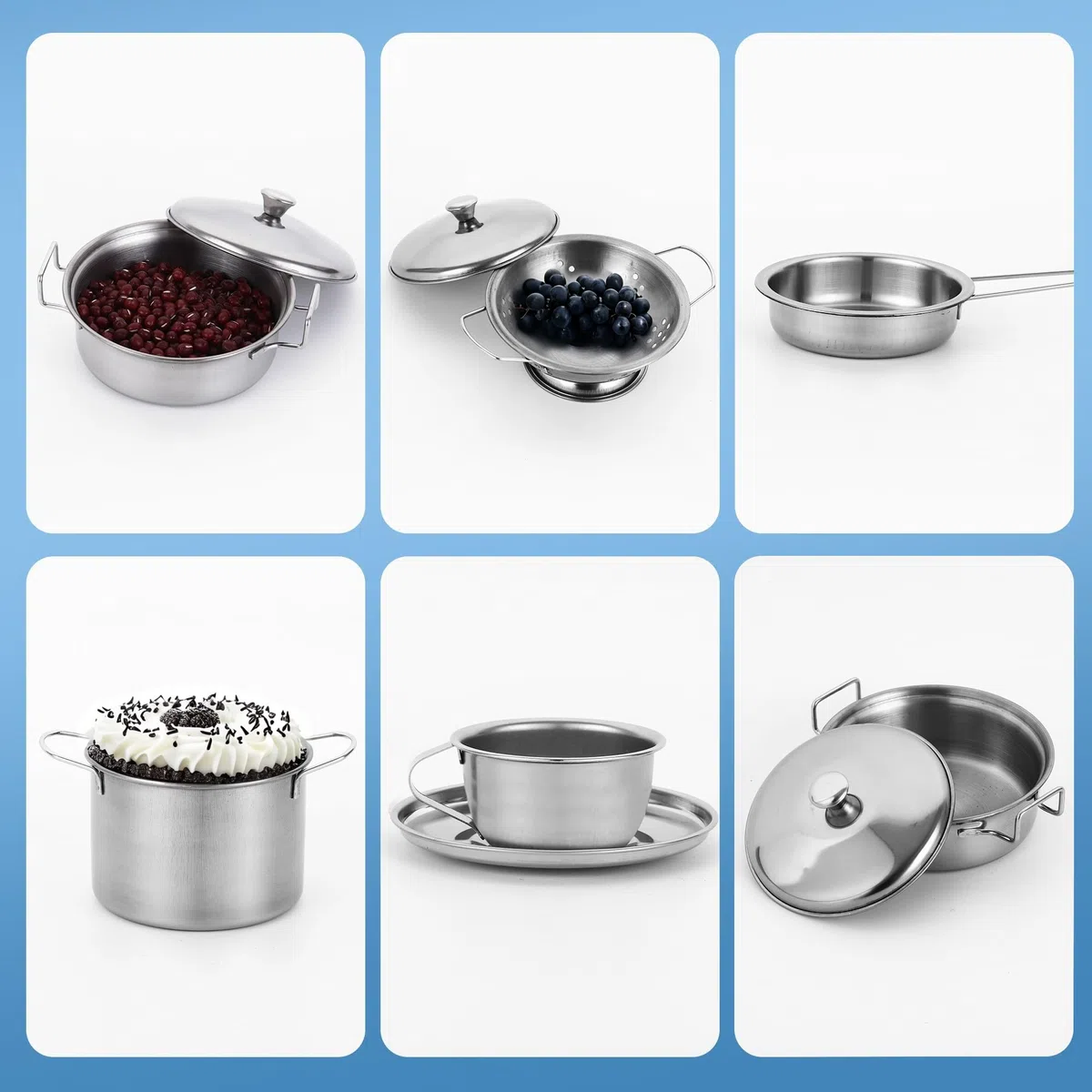 17 Pezzi Accessori da Cucina Per Bambini, Cucina Giocattolo , Set da Cucina per Bambini in Acciaio Inox – Accessori da Cucina Giocattolo per Ragazzi e Ragazze