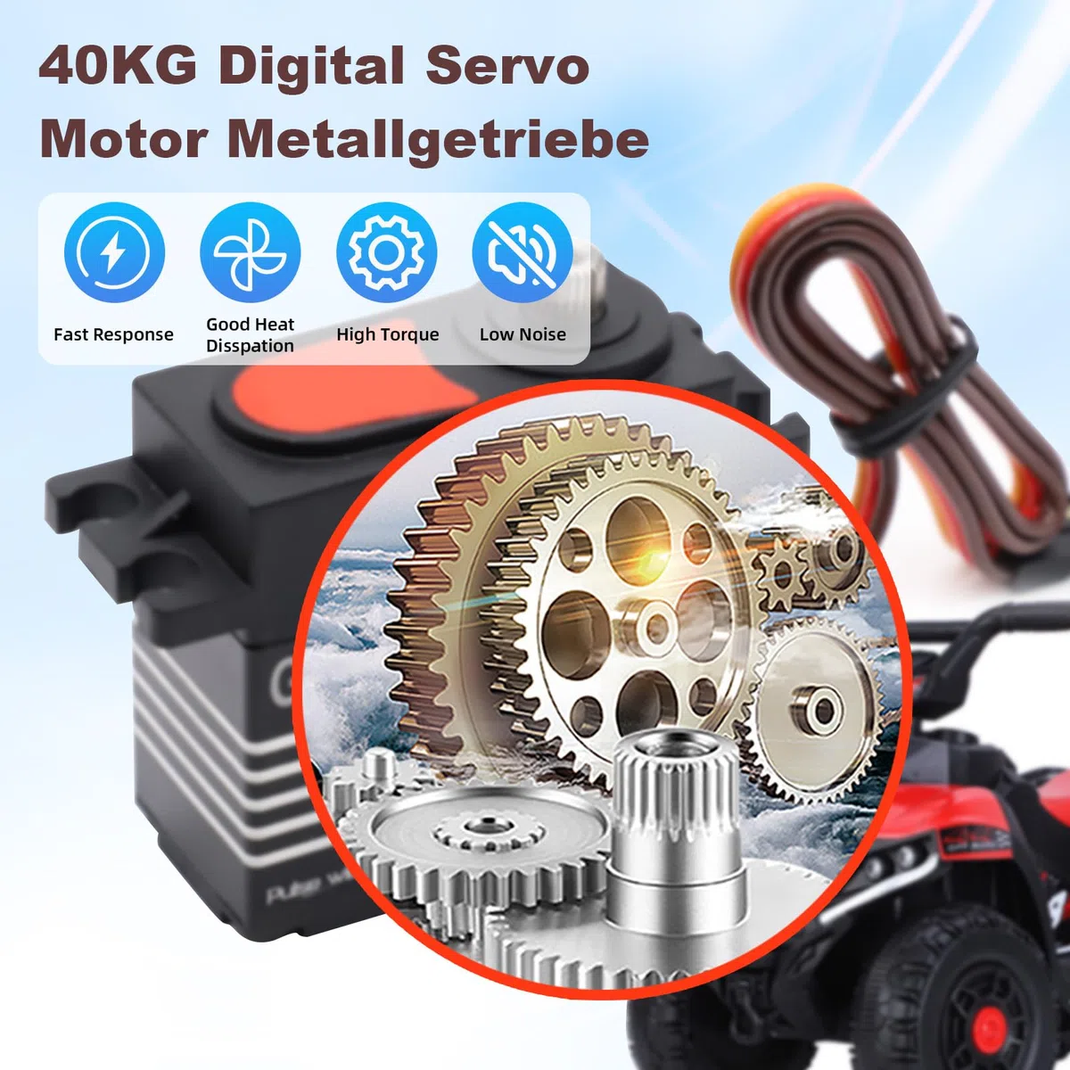 Servo Servo Servo Motore High Torque Digitale Servo Motore con Braccio Metallico per 1/8 1/10 RC Car, Robot Elicottero, Compatibile con Arduino