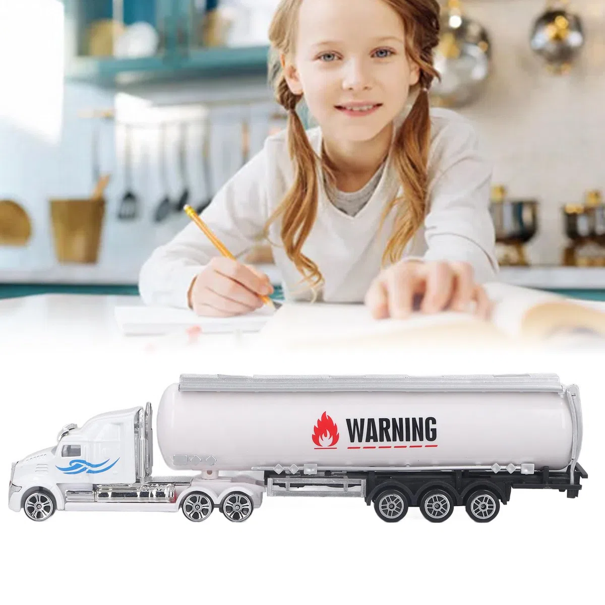 Modellino di camion petroliera,Alta simulazione,Rimorchio cisterna in lega realistica interattiva giocattoli,Veicoli modello di trasporto,Giocattoli per ragazzi