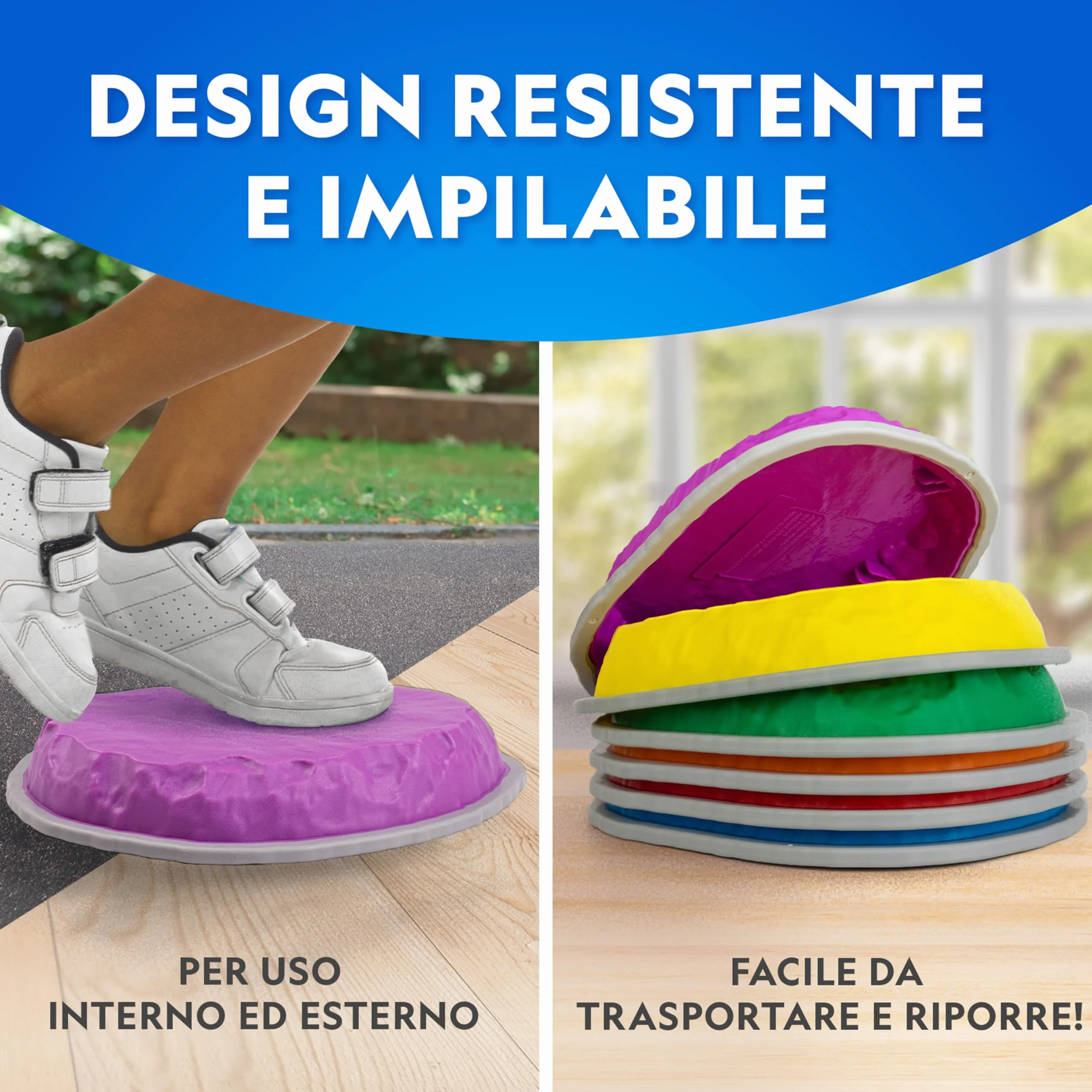 Blue Marble National Geographic Pietre per Equilibrio Bambini - 6 Pietre Antiscivolo Resistenti per Sviluppare Coordinazione e Abilità Motorie