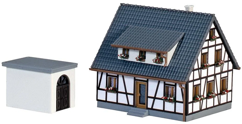 Faller 282760 Half-Timbered House Blue Z Scale Building Kit da Costruzione, Blu, Taglia Unica