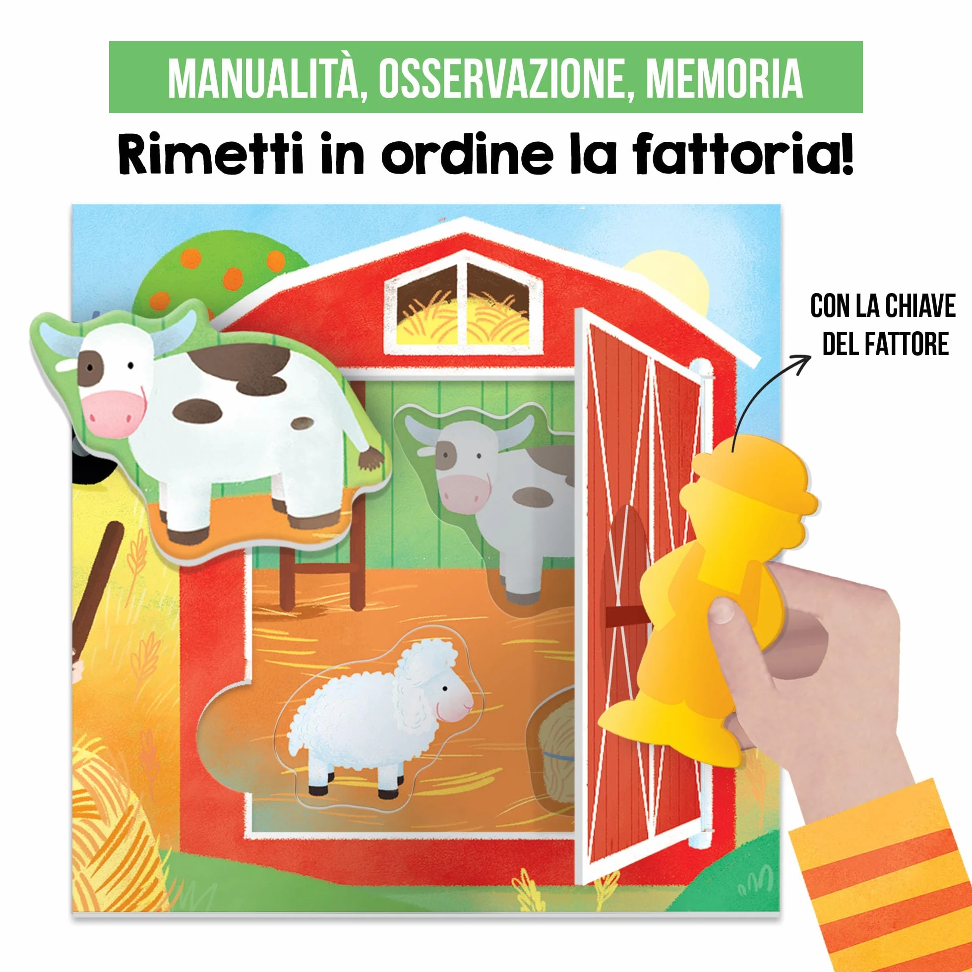 HEADU - Fattoria Apri e Chiudi Montessori - Manualità, Osservazione e Memoria | Giochi Educativi Bambini 2 3 4 Anni, Giochi Montessori, Regalo Bambina 2 anni, Regalo Bambino Natale, Made in Italy