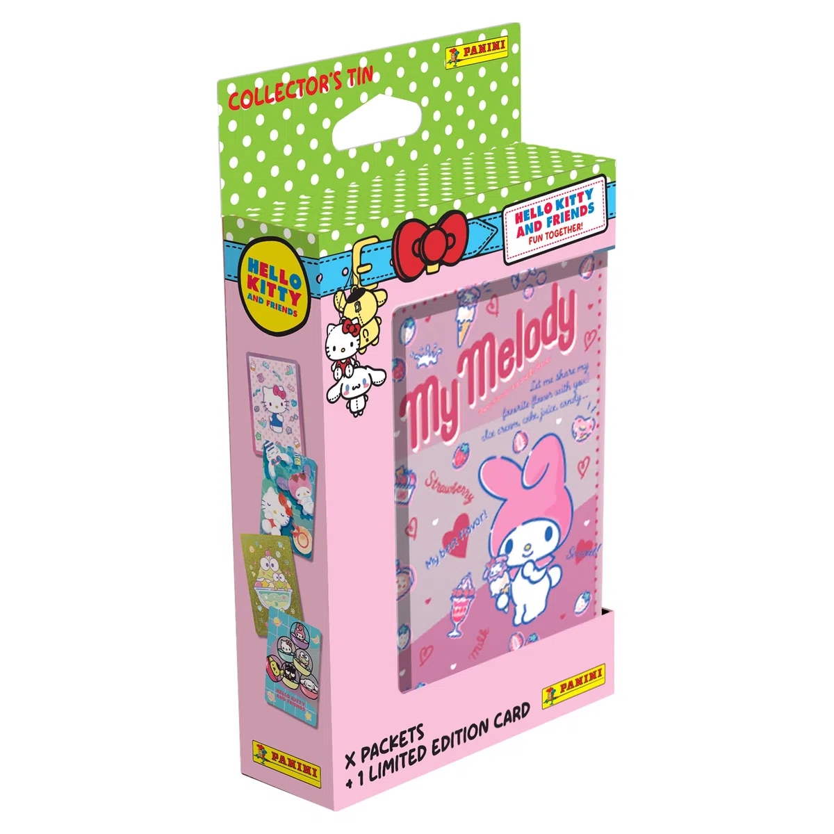 Panini Hello Kitty & Friends Trading Cards - Scatola in metallo con 5 buste premium + 1 biglietto in edizione limitata (4 immagini casuali)
