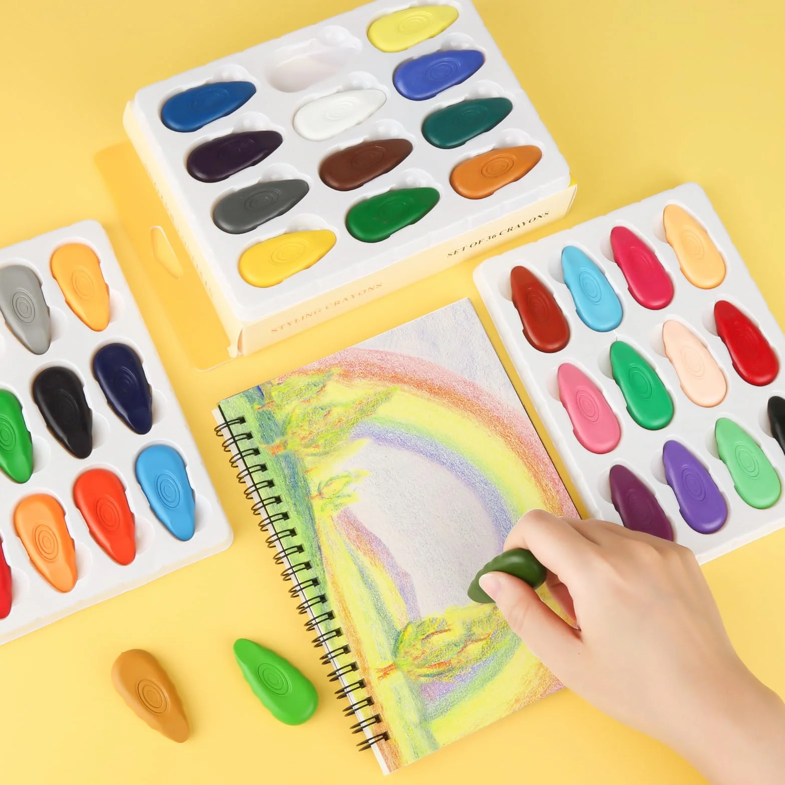 36 colori pastelli a cera per bambini piccoli, pastelli lavabili, pastelli a cera impermeabili, facili da tenere, sicurezza e non tossici, gessetti a cera per fai da te, graffiti scolastici