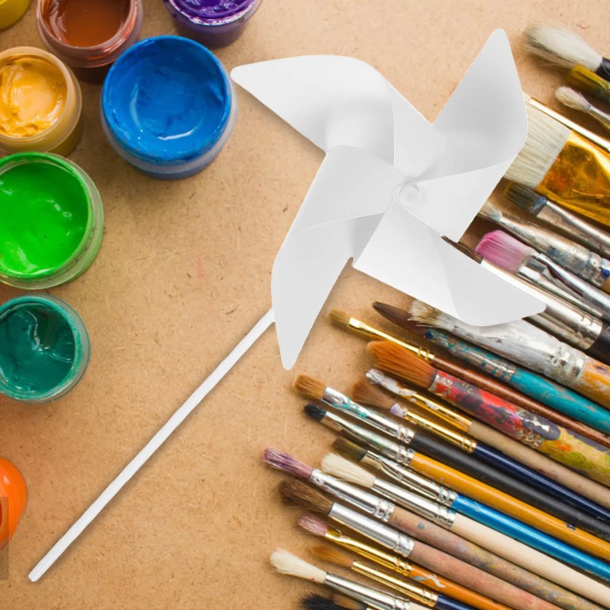 jojofuny Mulino a Vento Di Carta 9 Pollici Girandola Bianco Fai Da Te Giocattoli Educativi Per Bambini Attività Creative Coordinazione Mano-Cervello