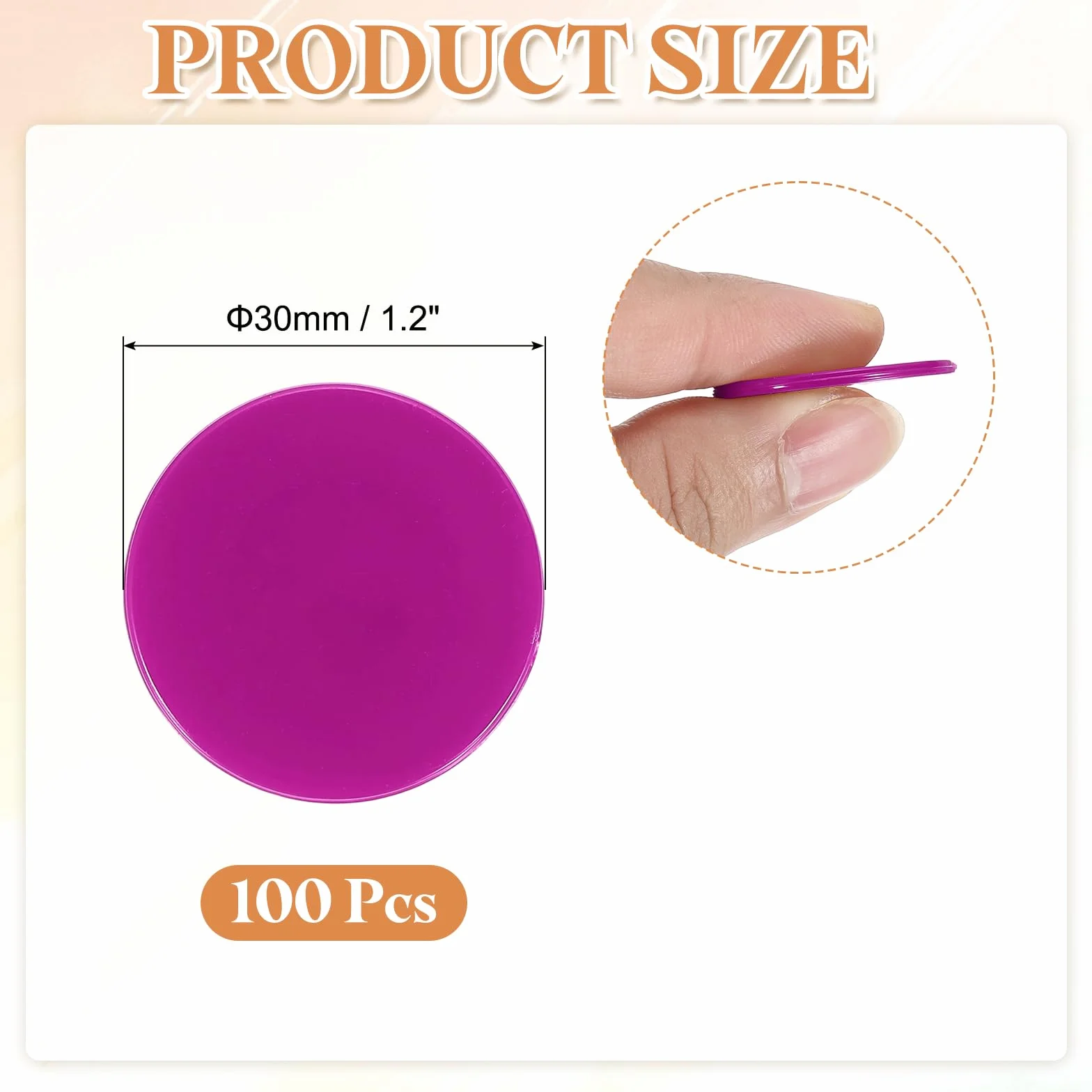 QUARKZMAN 100Pezzi 1.2 Pollici Gettoni Poker, Gettoni Bingo Plastica Contatori Apprendimento Dischi Contatori Segnaposto Gettoni Gioco Opachi Per Giocare Matematica Conteggio, Rosa, Piatti
