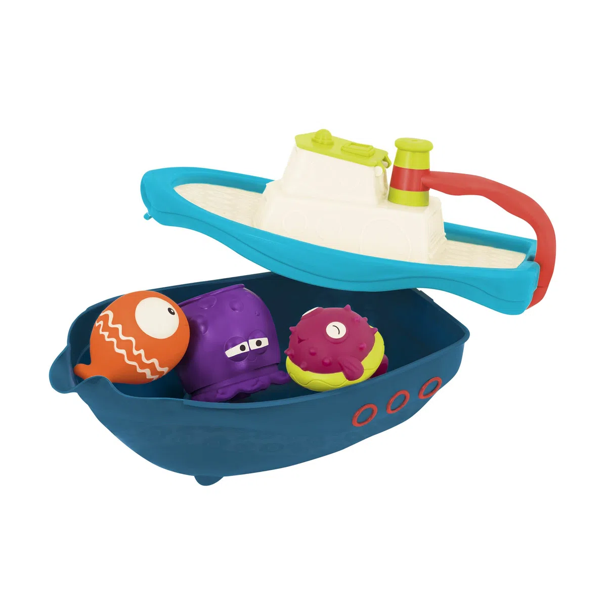 B. toys - Fuori dal gancio - Playset bagno e spiaggia - Set di giocattoli da bagno - Barca giocattolo e accessori - Giocattolo per bambini - 6 mesi +