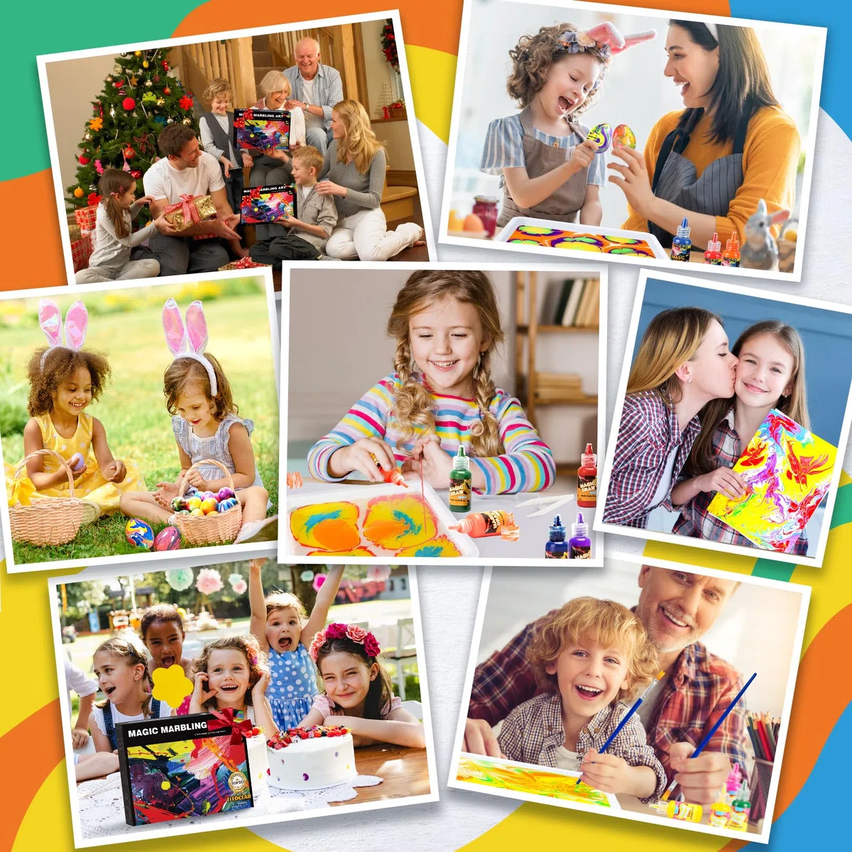 Kit di pittura marmorizzata ad acqua, arti e artigianato per bambini, regali di compleanno per ragazze e ragazzi dai 3 anni in su, giocattoli per bambini da 8 a 13 anni, 5 a 7 anni, 3 a 6 anni,