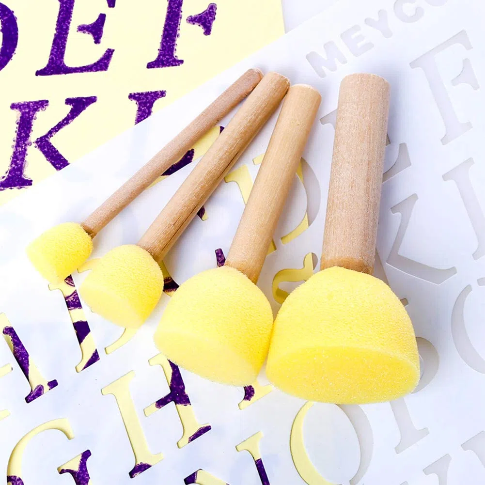 Kit di Pittura per Bambini,57 Pezzi Early Learning Kids Set di Pittura tra Cui spugnetta, Pennello per Fiori, Set di pennelli, Grembiule Impermeabile a Manica Lunga e 26 Lettere, Borsa di stoccaggio