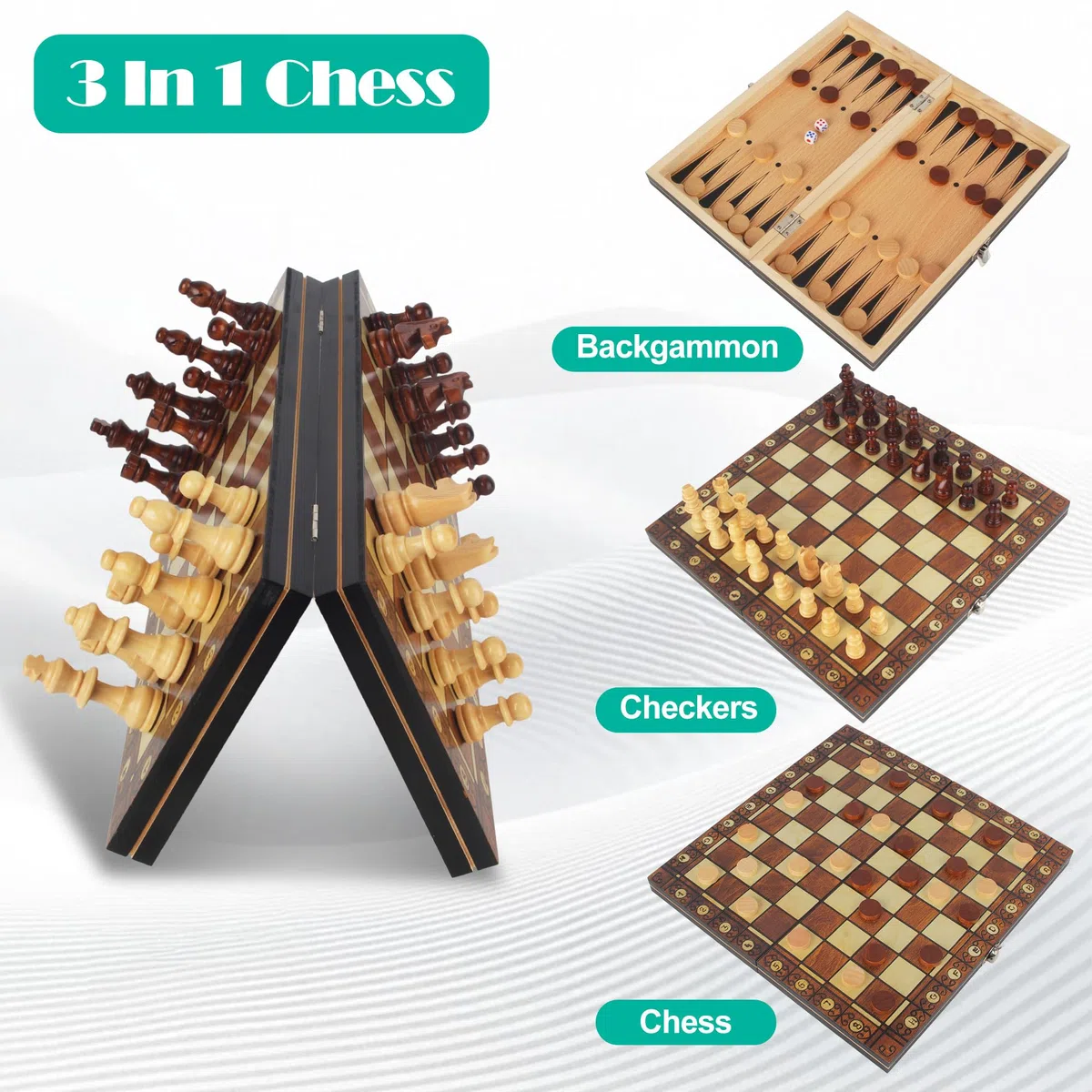 Scacchiera Magnetica in Legno,3 in 1 Scacchiera Pieghevole,29x29cm Magnetici Scacchi,Scacchiere da Viaggio Fatti a Mano,per Bambini e Adulti Feste Attività di Famiglia