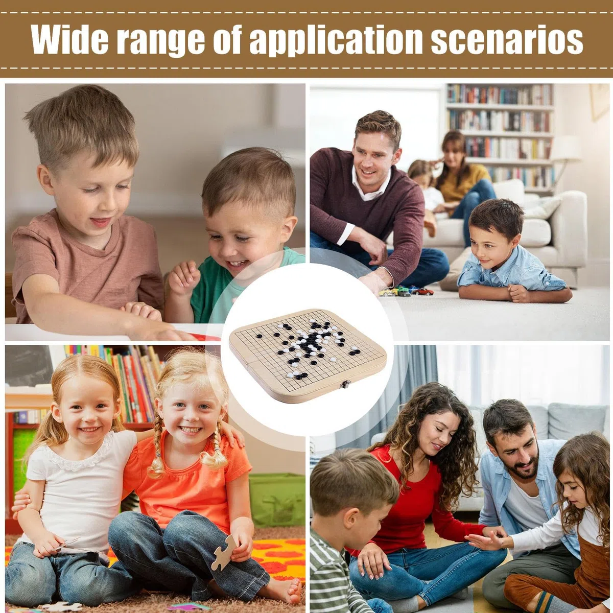 Gioco Go in legno, gioco da tavolo Go - Gioco educativo Go, gioco Go pieghevole per bambini, set da tavolo, campeggio, viaggi, feste, Go Gomoku Scatola portaoggetti pieghevole in legno 2 in 1, set da