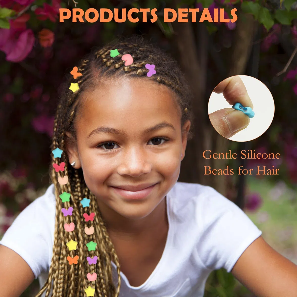 90 perline in silicone per capelli per bambine e ragazze, perline colorate in pony, accessori per capelli da donna lavabili, 10 colori, farfalle, cuori e stelle.